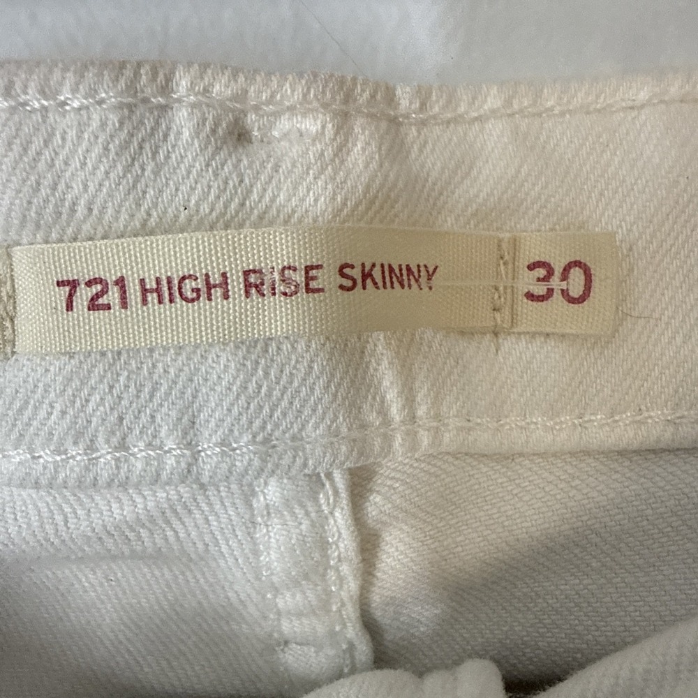 Levi's 721 High Rise Skinny Jeans White Women's 10 Clean Girl Chic Downtown Edge - Picture 3 of 8